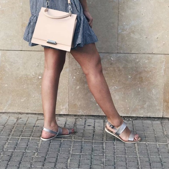 White Leather Double Strap Slingback Sandal - Picture 3 of 7